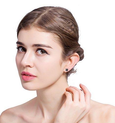 4 Pairs Stainless Steel Stud Earrings for Men Women Square Earrings CZ Inalid,6-8MM-Earrings-Innovato Design-4 Pairs 6mm-Innovato Design