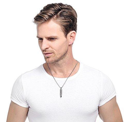 Men Women Stainless Steel Bullet Necklace Pendant English Lord's Prayer Chain 22 Inch-Necklaces-Jstyle Jewelry-A: 2 Pcs Black+White(22'' Chain)-Innovato Design