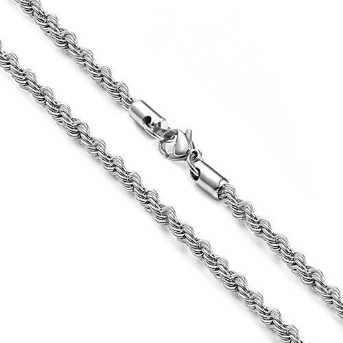 4MM Stainless Steel Twist Rope Chain Necklace for Men Women-Necklaces-Innovato Design-18.0 inches-Innovato Design