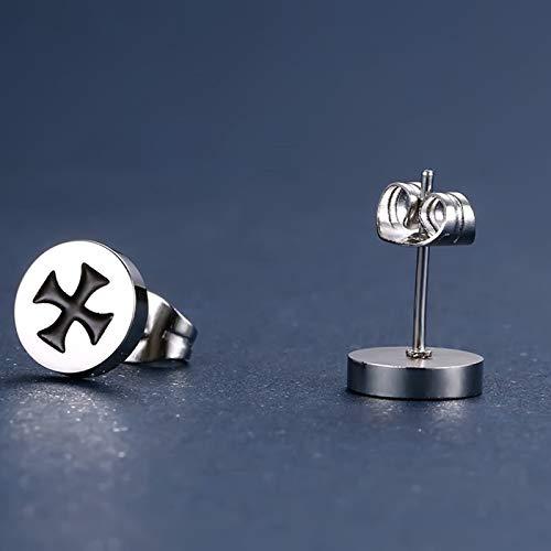 2pcs Trendy Stainless Steel Unisex Men Cross Stud Earrings, 1 Pair, Silver Black-Earrings-Innovato Design-Innovato Design