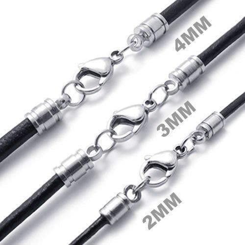 4mm Men Black Genuine Leather Cord Men Necklace Rope Chain, 4mm-Necklaces-KONOV-16.0 inches-Innovato Design