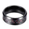 8MM Men's Tungsten Wedding Ring Black & Red Carbon Fiber Inlay Beveled Edges Thumb Rings,Size 7-14-Rings-Innovato Design-7-Innovato Design