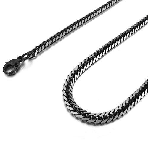 Men's 3.5mm Wide Stainless Steel Necklace Curb Chain Link Black 14~40 Inch-Necklaces-Innovato Design-15.0 inches-Innovato Design