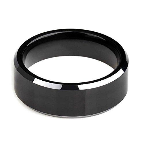 Black Titanium Rings Wedding Bands Comfort Fit Flat Two Silver Tone for Men Women-Rings-Innovato Design-6mm-6-Innovato Design