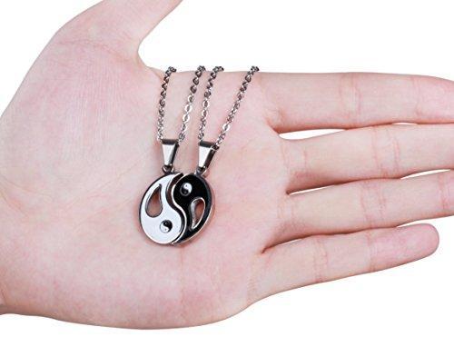 2pcs Stainless Steel Yin Yang Pendant Necklace for Men Women Puzzle Couples Necklace,22 inches-Necklaces-Innovato Design-Innovato Design