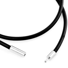 Men's 2mm Wide Alloy Rubber Cord Necklace Chain Black Silver Tone 14~40 Inch - InnovatoDesign