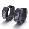 Men Unique Stainless Steel Dragon Huggie Hinged Hoop Earrings Set, 2pcs, Color Black - InnovatoDesign