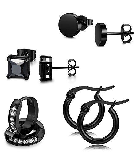 4 Pairs Stainless Steel Hoop Earrings for Men Women Stud Earrings CZ Huggie Piercing 18G-Earrings-Jstyle Jewelry-A: 4 Pairs Silver-Innovato Design