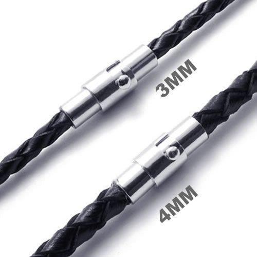 4mm Genuine Leather Cord Men Necklace Chain, Black, 4mm-Necklaces-KONOV-16.0 inches-Innovato Design