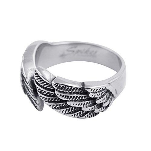 Stainless Steel Rings Antique Cool Black Feather Angel Wing Bands-Rings-Innovato Design-7-Innovato Design