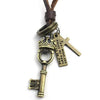 Vintage Cross Love Crown Key Pendant Adjustable Brown Leather Cord Men Necklace Chain - InnovatoDesign