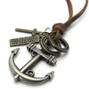 Vintage Style Anchor Cross Pendant Adjustable Brown Leather Cord Men Necklace Chain - InnovatoDesign