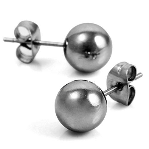 Men's 3~8mm Stainless Steel Stud Earrings Silver Tone Bead Ball-Earrings-INBLUE-3mm Wide-Innovato Design