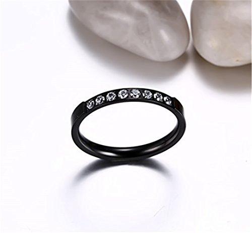 Women Black Fashion Jewelry 3mm Stainless Steel Thin Wedding Ring CZ Zircon Engagement Promise Band-Rings-Fashion Month-3-Innovato Design