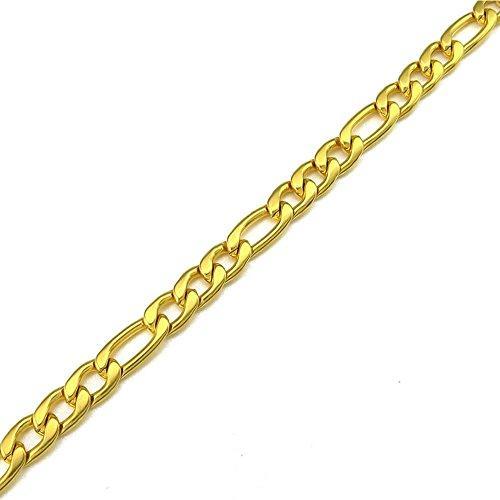 5-9mm 18-40 inch Figaro Links Stainless Steel Chain Men Necklace, Gold,-Necklaces-KONOV-20.0 inches-stainless-steel-Innovato Design