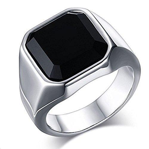 Fashion Stainless Steel Signet Rings with Black Agate Onyx for Men-Rings-Innovato Design-7-Innovato Design