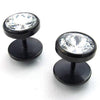 Men Cubic Zirconia Stainless Steel Stud Earrings, Black - InnovatoDesign