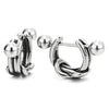 Men's Stainless Steel Stud Hoop Huggie Knot Half Circle Earrings-Earrings-Innovato Design-Innovato Design