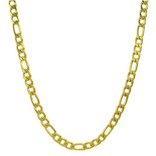 5-9mm 18-40 inch Figaro Links Stainless Steel Chain Men Necklace, Gold,-Necklaces-KONOV-20.0 inches-stainless-steel-Innovato Design