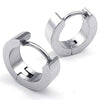 Men Stainless Steel Classic Plain Huggie Hinged Hoop Earrings, Silver - InnovatoDesign