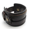 Wide Genuine Leather Men Bangle Cuff Bracelet, Fits 7.5