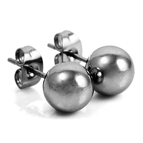 Men's 3~8mm Stainless Steel Stud Earrings Silver Tone Bead Ball-Earrings-INBLUE-3mm Wide-Innovato Design