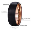 DUO 8mm Women Men Black Tungsten Carbide Ring Matte Brushed Finish Dome 18K Rose Gold Plated Comfort Fit Wedding Band-Rings-Innovato Design-7-Innovato Design