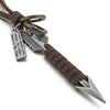 Men's Alloy Leather Arrow Vintage Pendant Necklace with Chain, Brown Silver Tone - InnovatoDesign