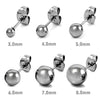 Men's 3~8mm Stainless Steel Stud Earrings Silver Tone Bead Ball - InnovatoDesign