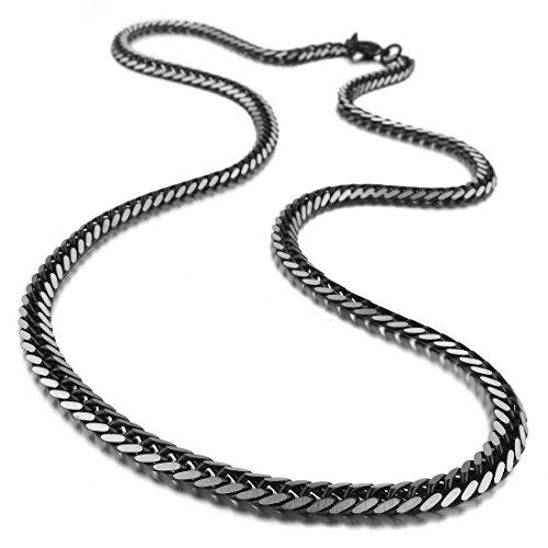 Men's 3.5mm Wide Stainless Steel Necklace Curb Chain Link Black 14~40 Inch-Necklaces-Innovato Design-15.0 inches-Innovato Design