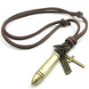 Men Vintage Style Bullet Cross Pendant Adjustable Brown Leather Cord Necklace Chain - InnovatoDesign