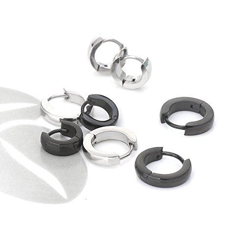 Men Huggie Hinged Hoop Dangle Earrings, Stainless Steel, Hypoallergenic Urban Hoop Earrings-Earrings-IPINK-Innovato Design