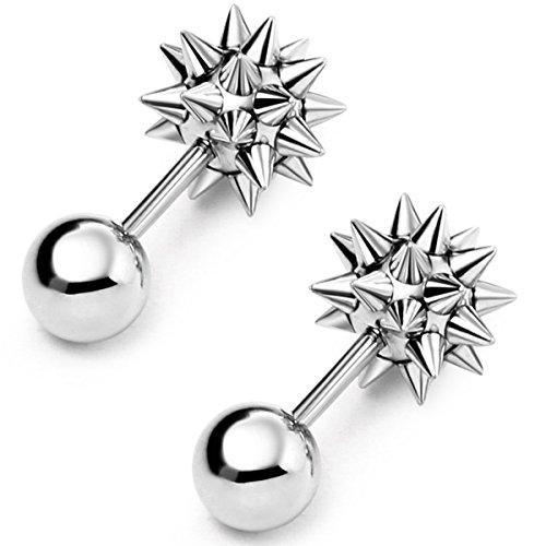 10PCS Stainless Steel Men Women Ear Stud Earring Huggies Piercing Spike Rivet Cone Taper Silver-Earrings-Innovato Design-Innovato Design
