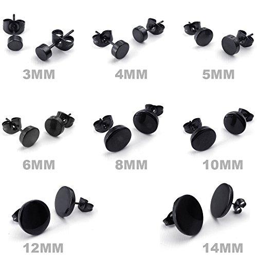 Men Stainless Steel 3-14mm 8 Pairs Charm Elegant Stud Earrings Set, Black-Earrings-KONOV-Innovato Design