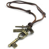 Vintage Cross Love Crown Key Pendant Adjustable Brown Leather Cord Men Necklace Chain - InnovatoDesign