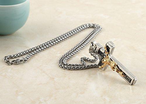 Catholic Jesus Christ on INRI Cross Crucifix stainless steel Pendant Necklace 24" Chain-Necklaces-Innovato Design-Gold-Innovato Design