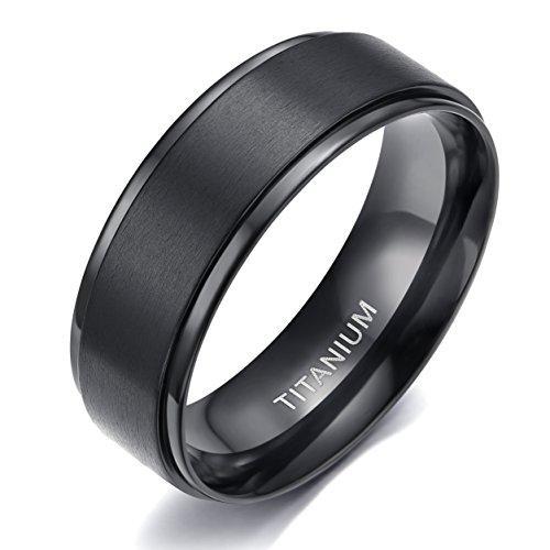 6mm/8mm Titanium Wedding Rings Black Band in Comfort Fit Matte Finish for Men Women-Rings-Innovato Design-6 mm-4-Innovato Design