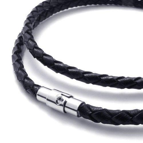 4mm Genuine Leather Cord Men Necklace Chain, Black, 4mm-Necklaces-KONOV-16.0 inches-Innovato Design