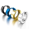 Men's Stainless Steel Stud Hoop huggie Earrings Black Blue Silver Gold Tone Plain ( 4 Pairs ） - InnovatoDesign