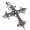Men's Stainless Steel Enamel Pendant Necklace Silver Tone Red Celtic Medieval Cross -With 22 Inch Chain - InnovatoDesign