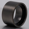 Men 14mm Big Tungsten Metal Ring Black Wedding Engagement Band Flat Top Pipe Cut Matte Finish Comfort Fit - InnovatoDesign