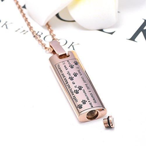 Ashes Keepsake Bar Necklace Message Puppy Paw Pendant Charm Jewelry Urn Dog Cat-Necklaces-Innovato Design-Silver-Innovato Design