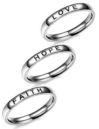 3 Pcs Faith Love Hope Stainless Steel Rings for Men Women Stackable Band Ring Wedding Engagement Fashion Band-Rings-Jstyle Jewelry-5-Innovato Design
