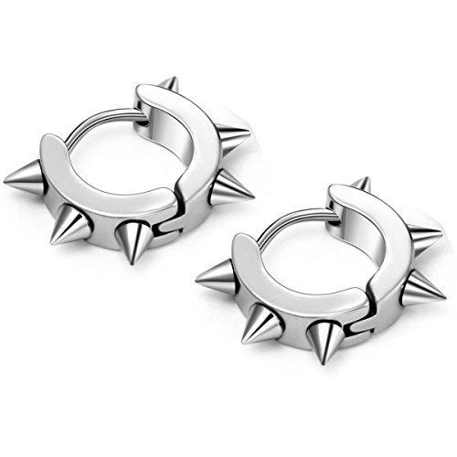 10PCS Stainless Steel Men Women Ear Stud Earring Huggies Piercing Spike Rivet Cone Taper Silver-Earrings-Innovato Design-Innovato Design