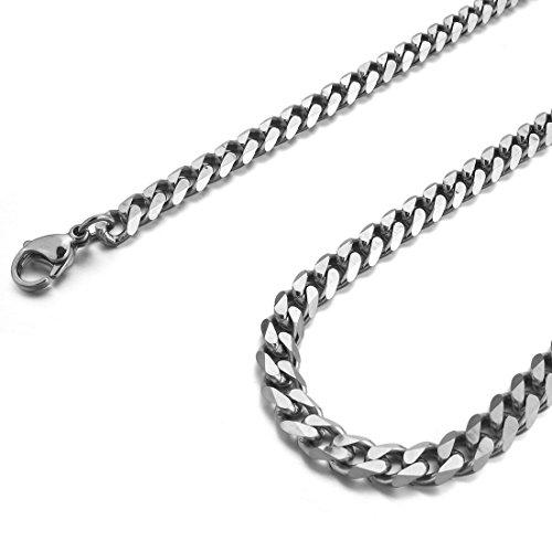 Men's 6mm Wide Stainless Steel Necklace Curb Chain Link Silver Tone 14~40 Inch-Necklaces-INBLUE-15.0 inches-Innovato Design