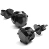 Stainless Steel Mens Womens Stud Earrings Black Round Cubic Zirconia Inlaid, 3mm-8mm Available - InnovatoDesign