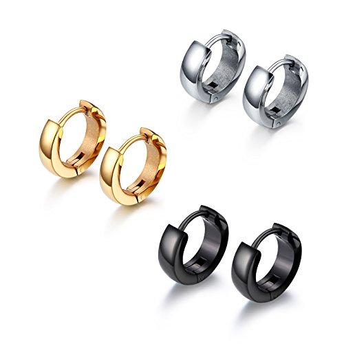 Stainless Steel 2mm 4mm 6mm Huggie Hoop Earrings Gold Silver and Black 3 Set-Earrings-Innovato Design-2mm-Innovato Design