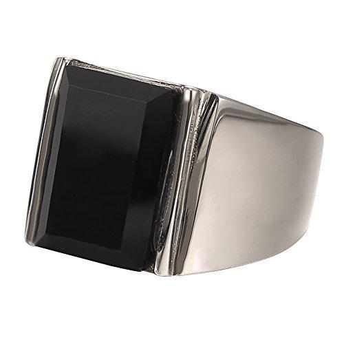 14MM Men 316L Stainless Steel Princess Cut Black Onyx Ring Band Highly Polishing Ring-Rings-Innovato Design-8-Innovato Design