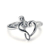 Sterling Silver Treble Clef Bass Heart Music Note Ring For Women Resizable Ring - InnovatoDesign
