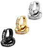 13MM Stainless Steel Small Hoop Earrings for Men Women Huggie Earrings CZ Inlaid